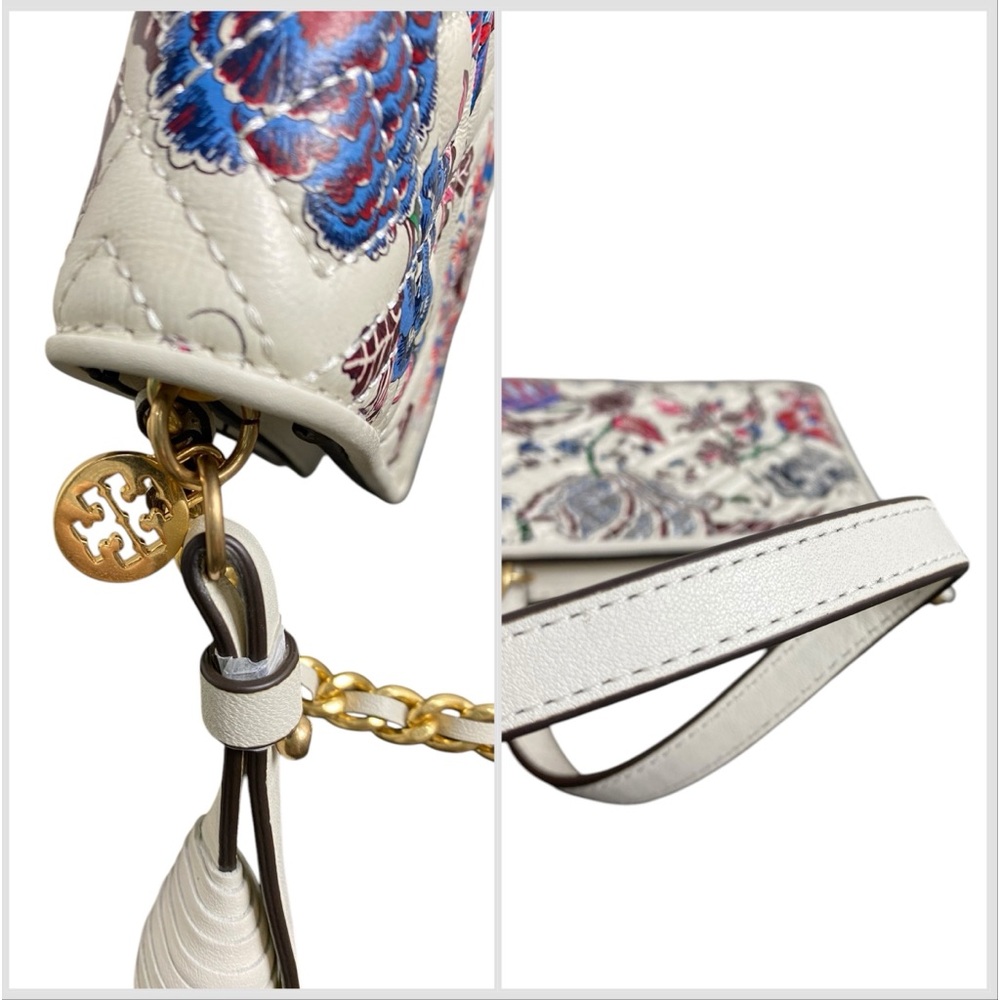 Tory Burch Like New Fleming Quilted Floral Crossbody Clutch Multi Happy … - Picture 7 of 12